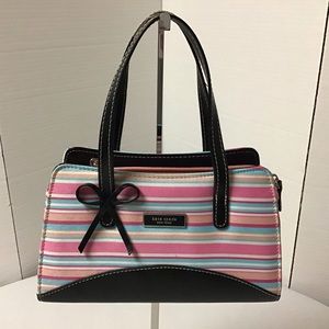 Kate Spade pink/blue striped small satchel